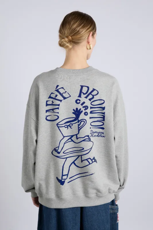 ciao cafe sweatshirt - grey marl sold by Damson Madder