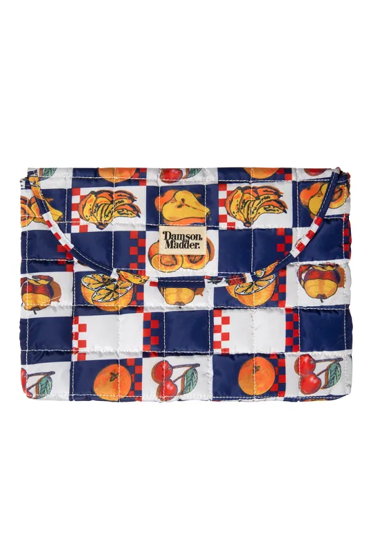 laptop bag in fruit checkerboard print sold by Damson Madder