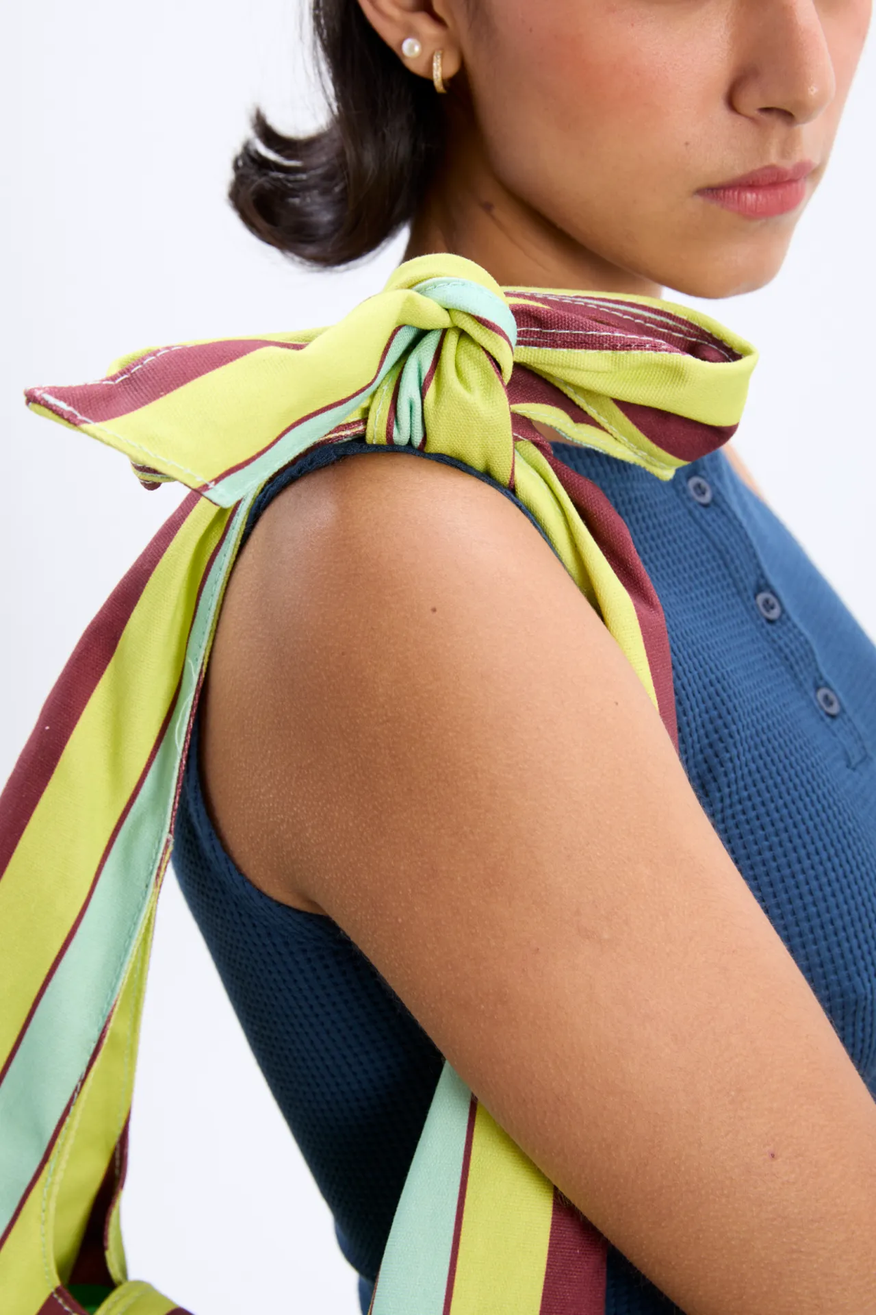 tati beach canvas bag in lime stripe sold by Damson Madder product image thumbnail 4
