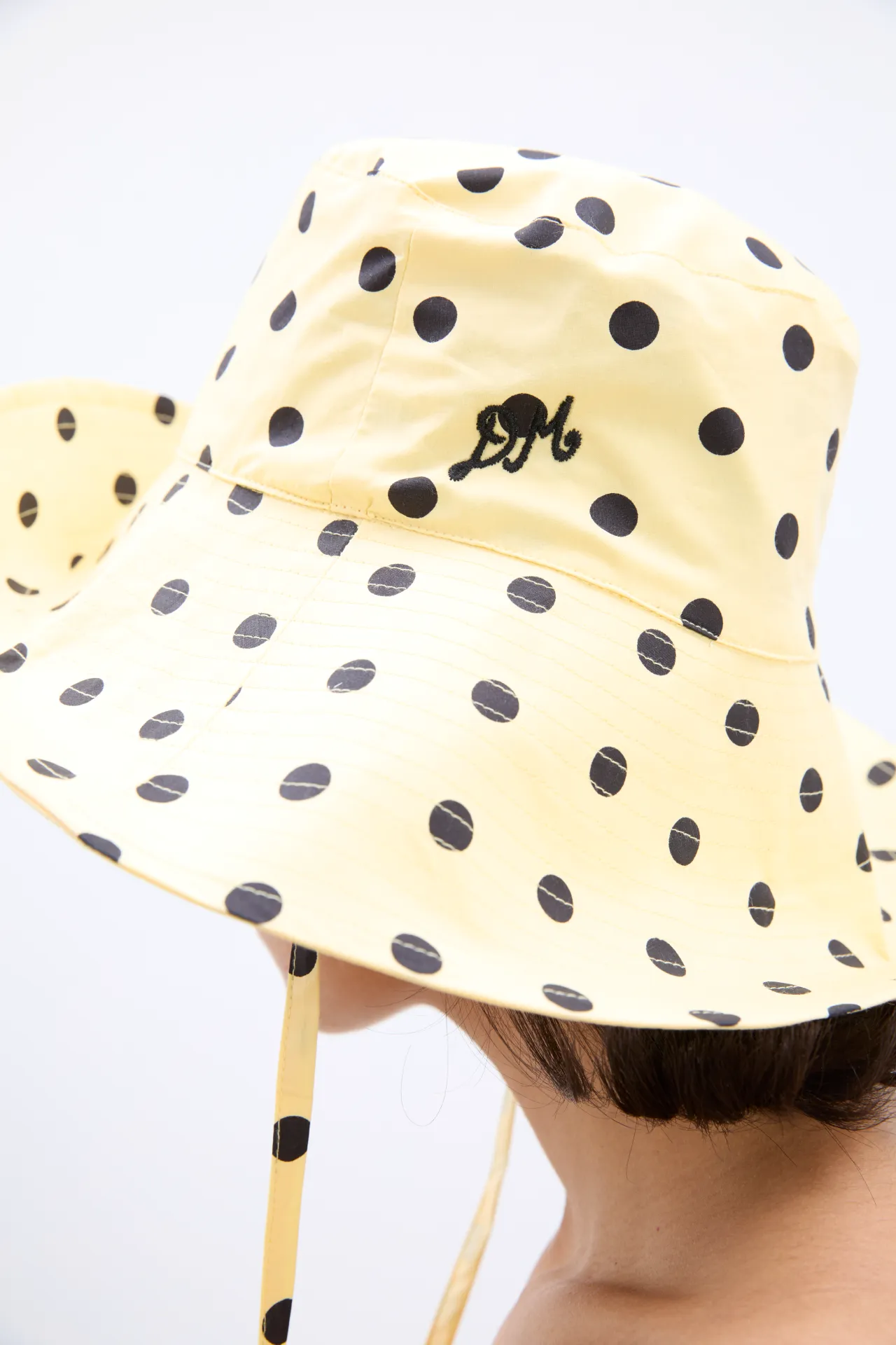 sunhat in butter yellow & black polka dot sold by Damson Madder product image thumbnail 3