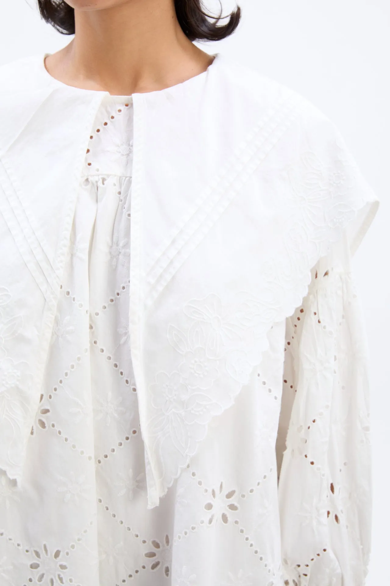 clementine embroidered collared mini dress - white sold by Damson Madder product image thumbnail 4