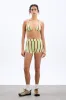 picot trim triangle bikini top - tropical stripe sold by Damson Madder