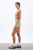 picot trim triangle bikini top - tropical stripe sold by Damson Madder
