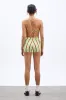 picot trim triangle bikini top - tropical stripe sold by Damson Madder