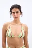 picot trim triangle bikini top - tropical stripe sold by Damson Madder