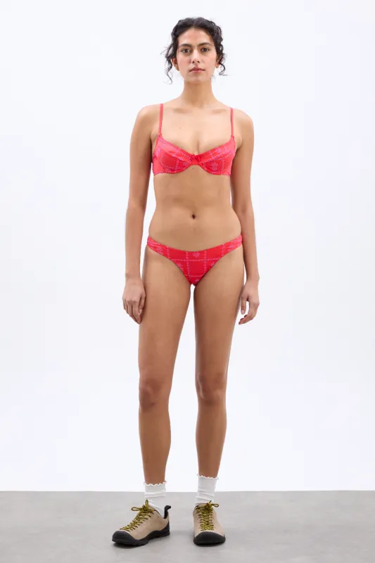 high leg bikini bottoms - red broderie sold by Damson Madder