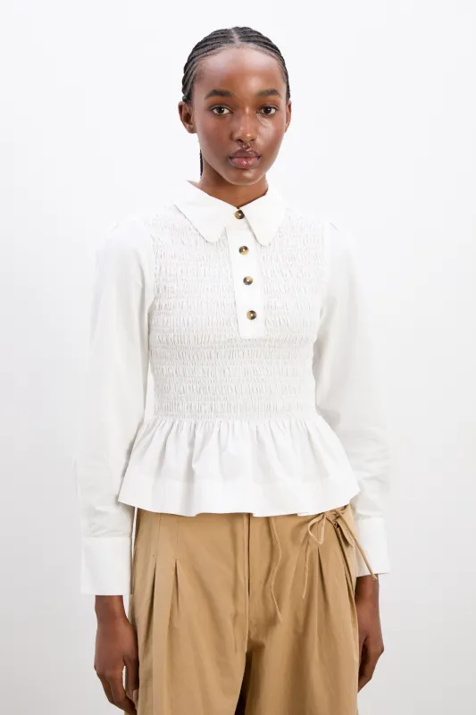 hazel shirt white sold by Damson Madder