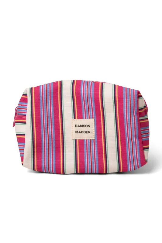 make up bag in pink stripe sold by Damson Madder
