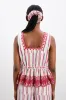 garter scrunchie in cherry business stripe sold by Damson Madder
