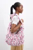 oversized quinn  ruffle bag - cherry stripe sold by Damson Madder