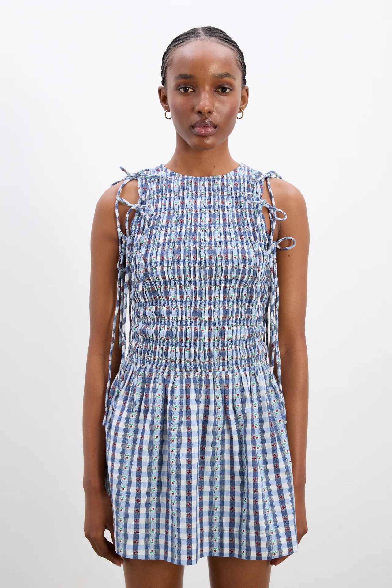 becca mini dress - blue margot gingham sold by Damson Madder product image thumbnail 3