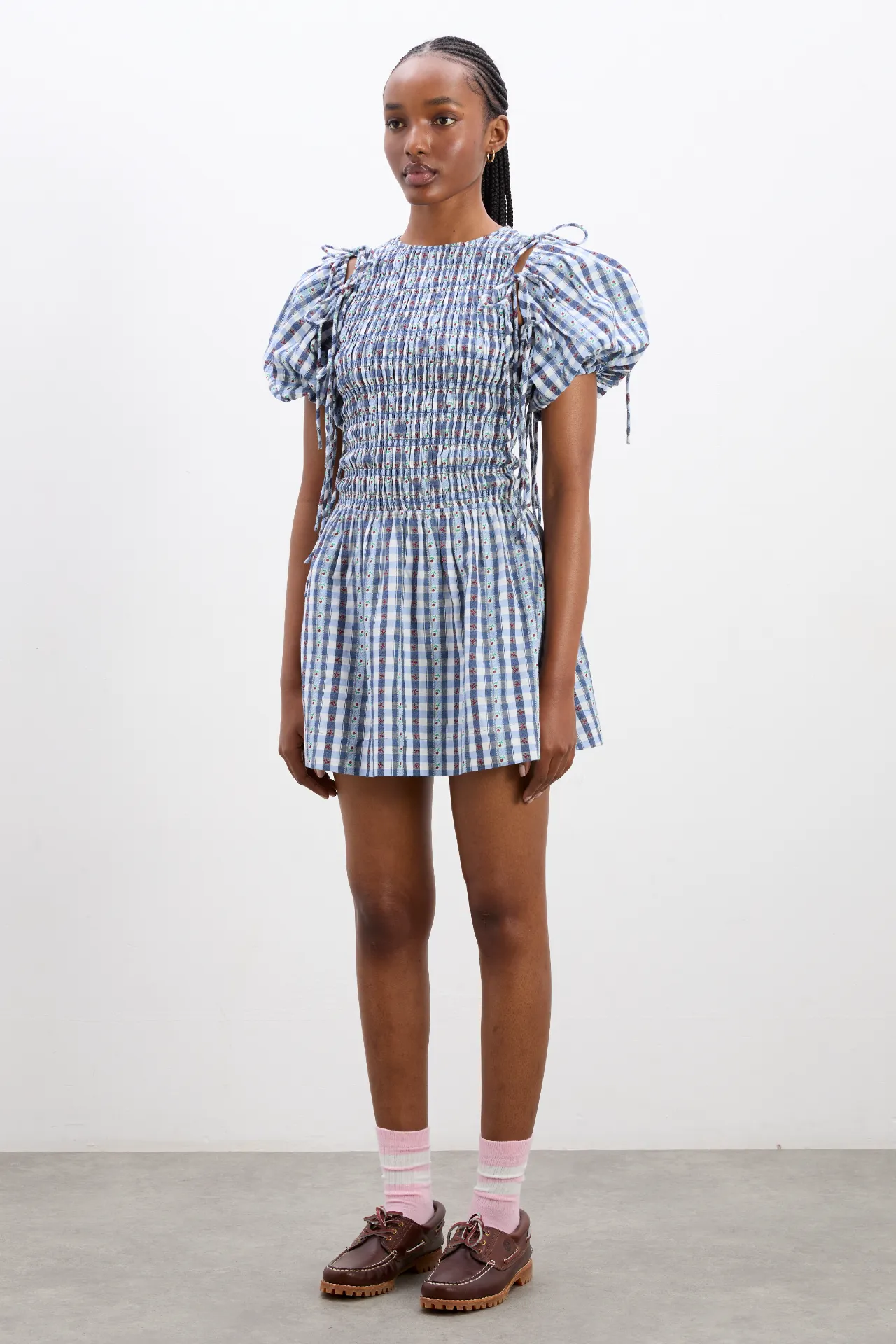 becca mini dress - blue margot gingham sold by Damson Madder product image thumbnail 5