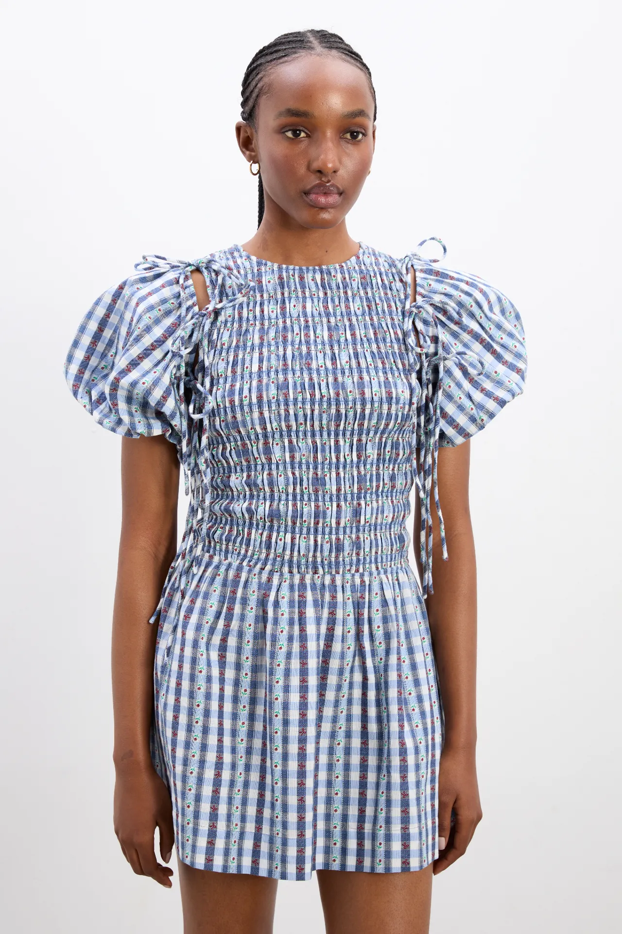 becca mini dress - blue margot gingham sold by Damson Madder product image thumbnail 2