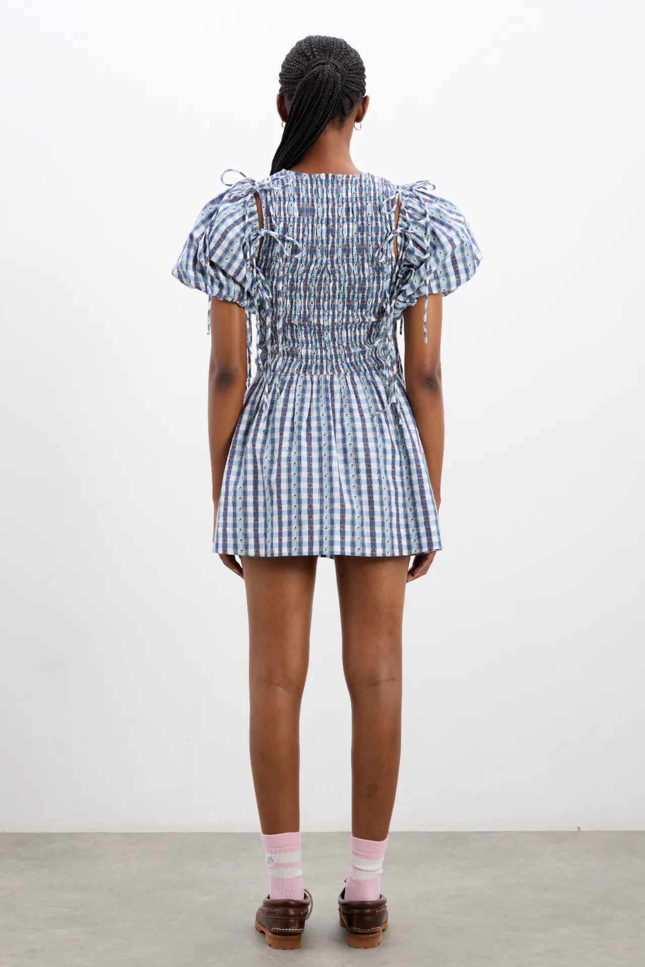becca mini dress - blue margot gingham sold by Damson Madder product image thumbnail 4
