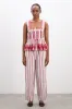 georgia trousers - butter cherry stripe sold by Damson Madder