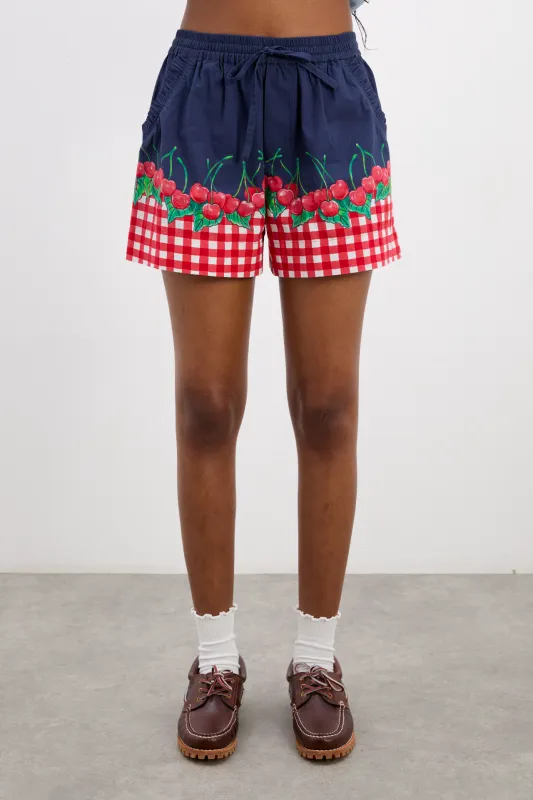 pull on shorts - cherry pie sold by Damson Madder