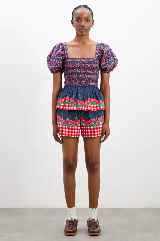 allegra blouse - cherry pie sold by Damson Madder