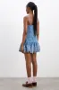 lana mini dress - embroidered denim sold by Damson Madder
