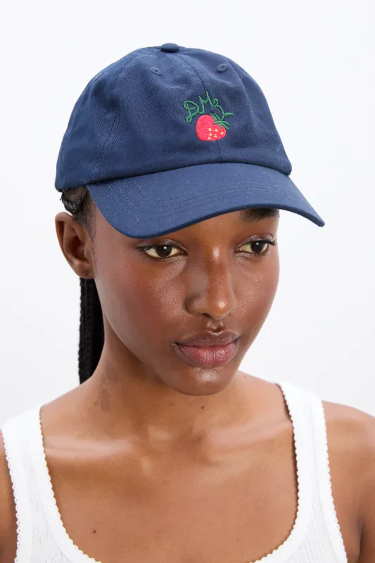 navy embroidered cap - berry sold by Damson Madder