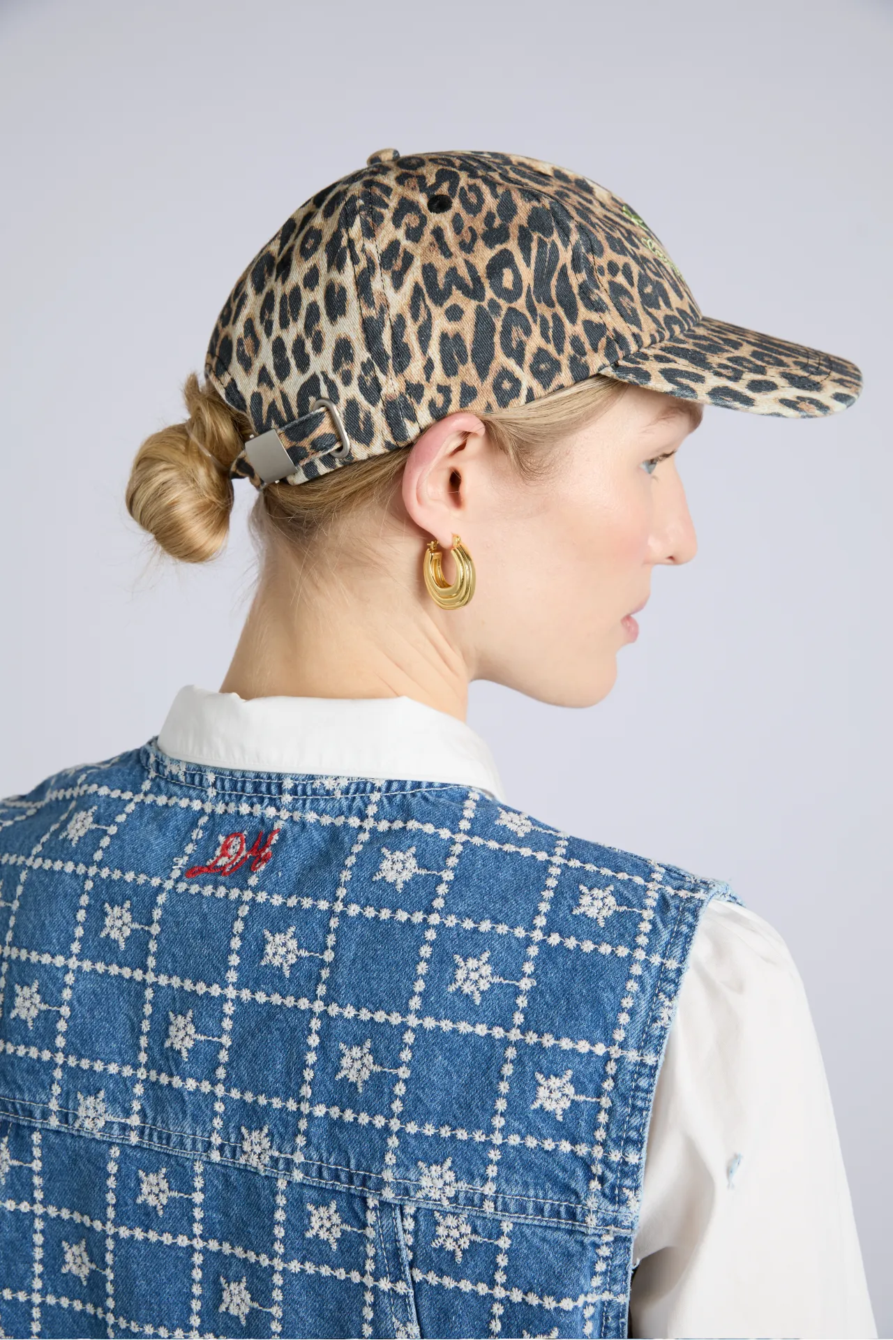 smiley cap in washed leopard print sold by Damson Madder product image thumbnail 3