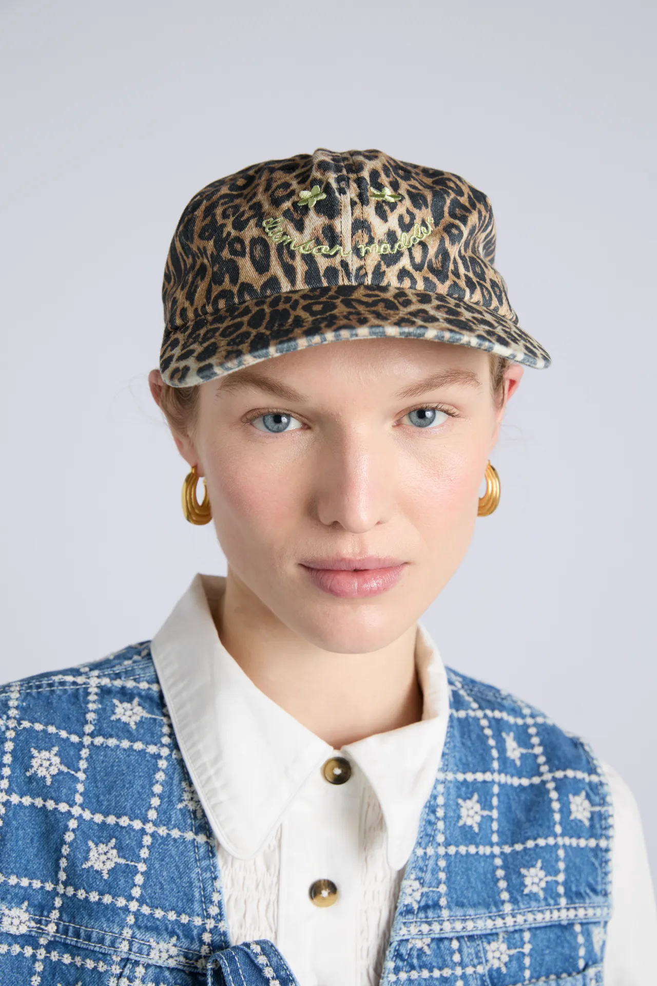 smiley cap in washed leopard print sold by Damson Madder product image thumbnail 2