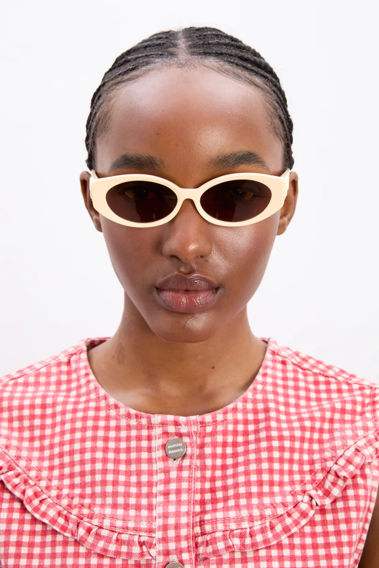 catty oval sunglasses with bow detail in bone sold by Damson Madder product image thumbnail 2