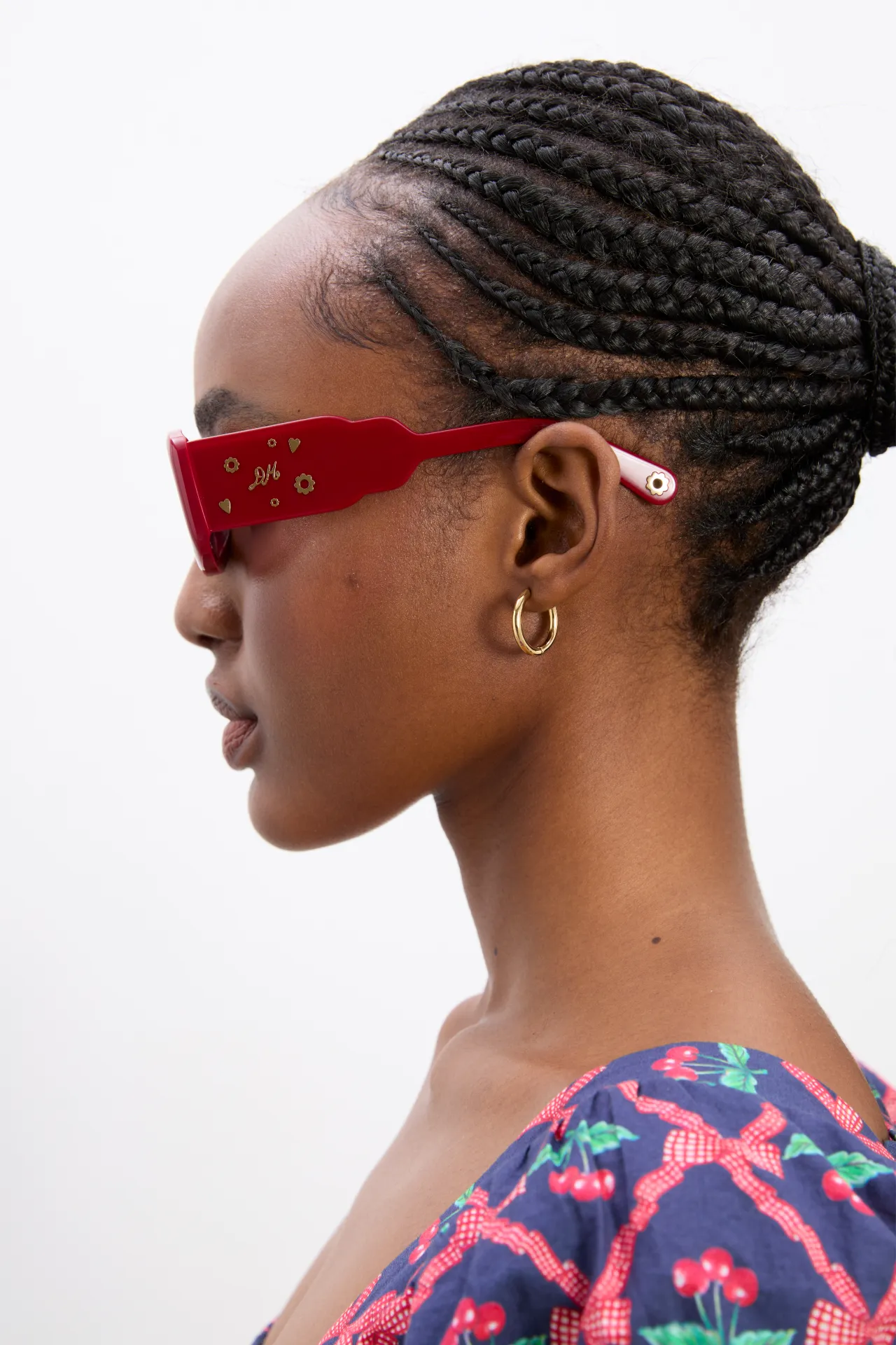 Round Square Sunglasses With Charm Detail - Red sold by Damson Madder product image thumbnail 3