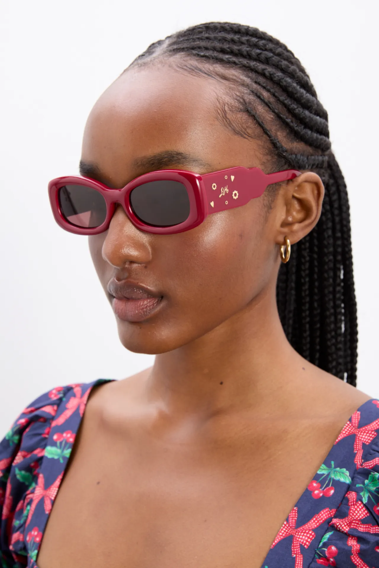 Round Square Sunglasses With Charm Detail - Red sold by Damson Madder