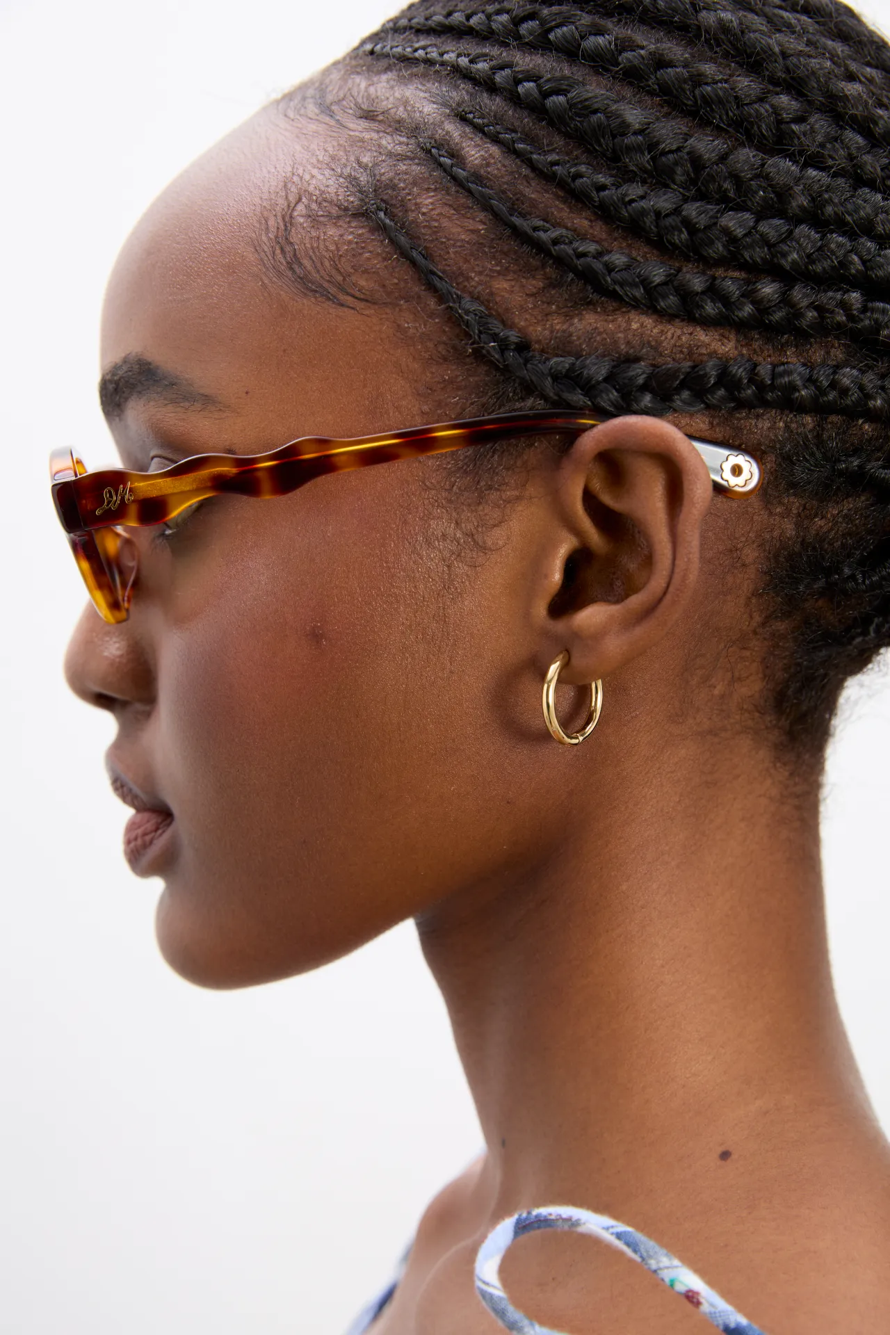 slim oval sunglasses with wavy temple in tort sold by Damson Madder product image thumbnail 3