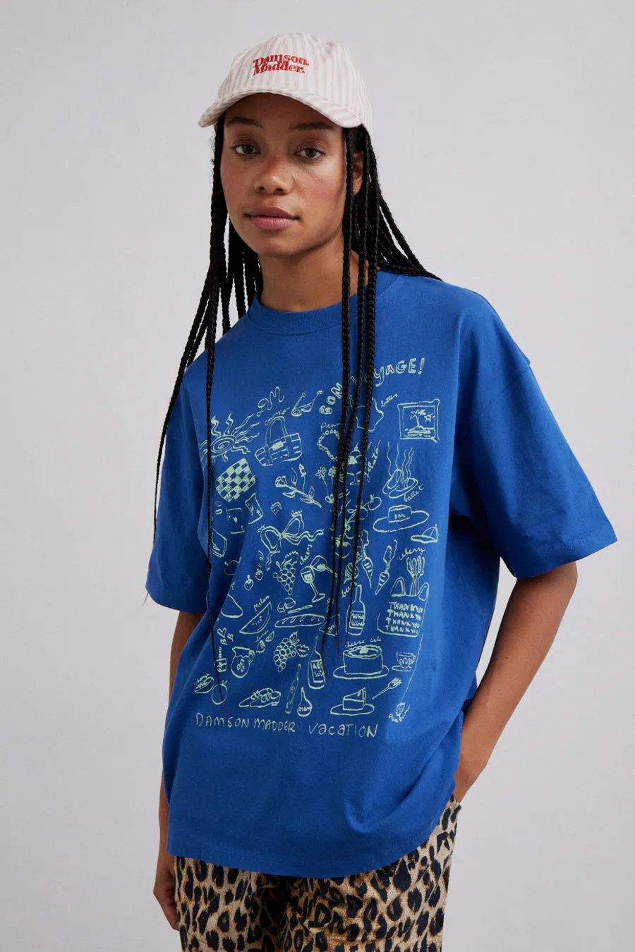 bon voyage - blue bf tee sold by Damson Madder