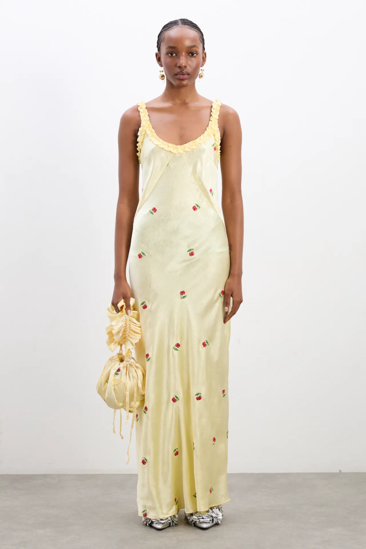 simone satin scrunchie bag - butter yellow sold by Damson Madder product image thumbnail 2