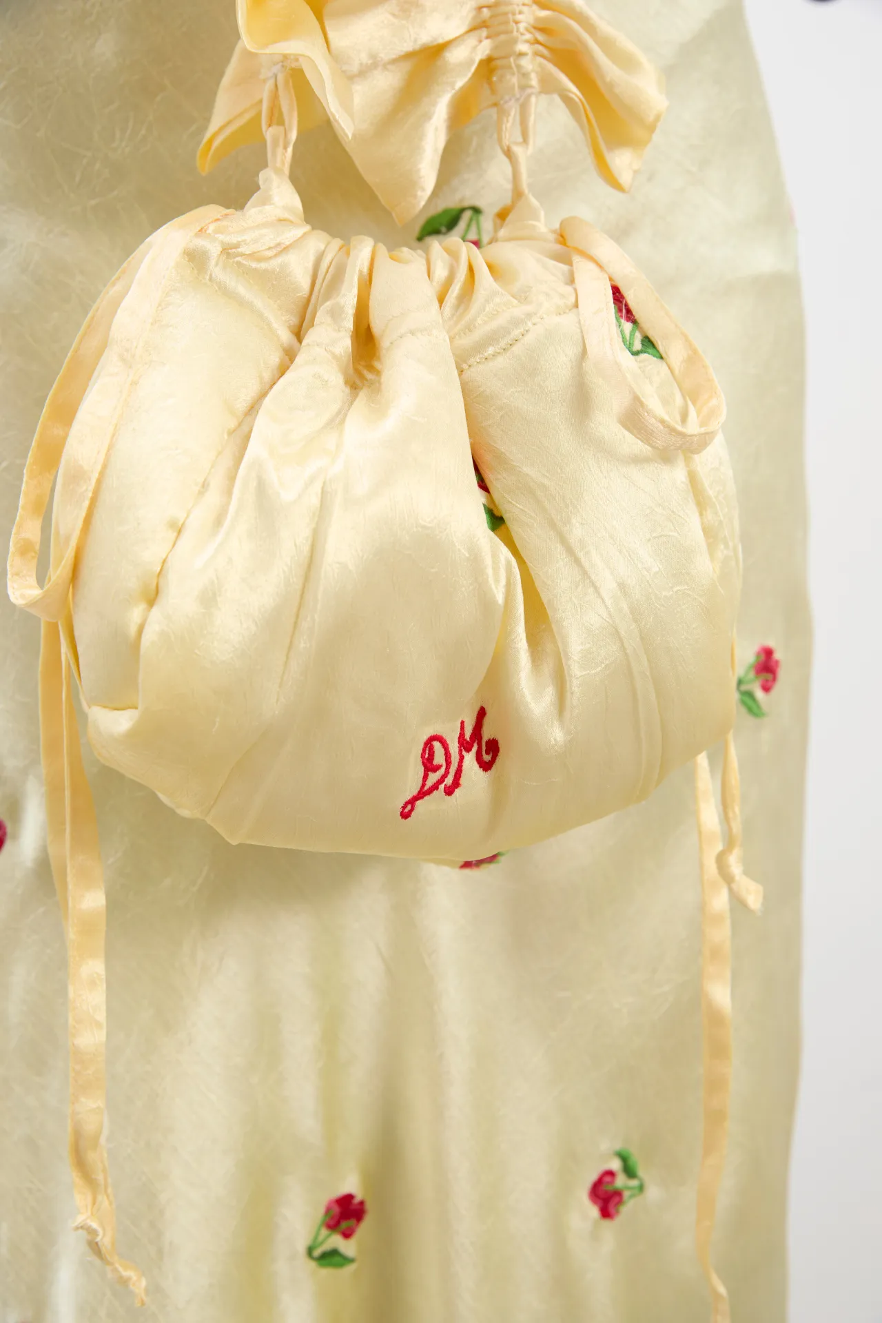 simone satin scrunchie bag - butter yellow sold by Damson Madder product image thumbnail 4