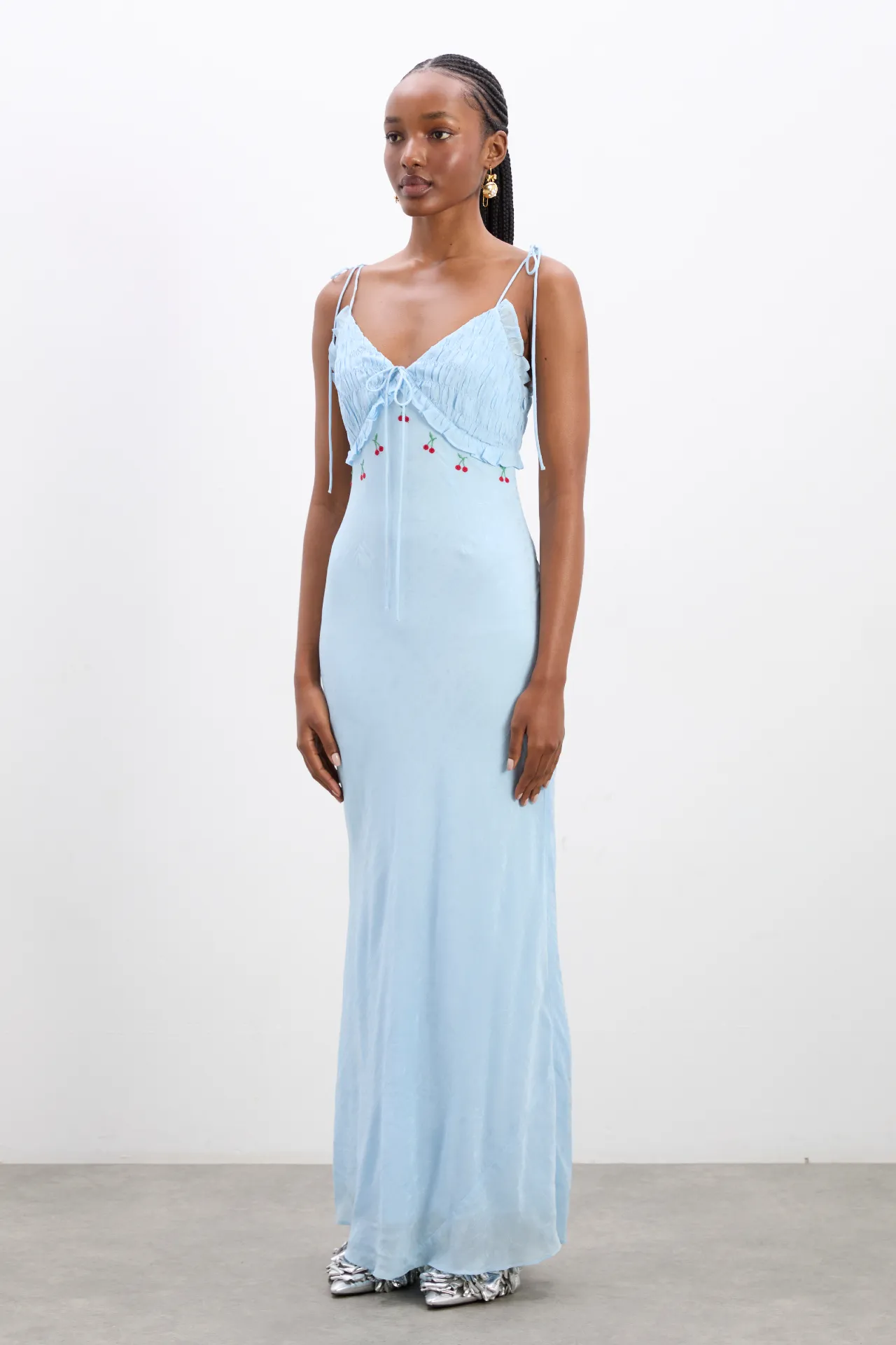 isabella slip midi dress - blue monika jacquard sold by Damson Madder product image thumbnail 3