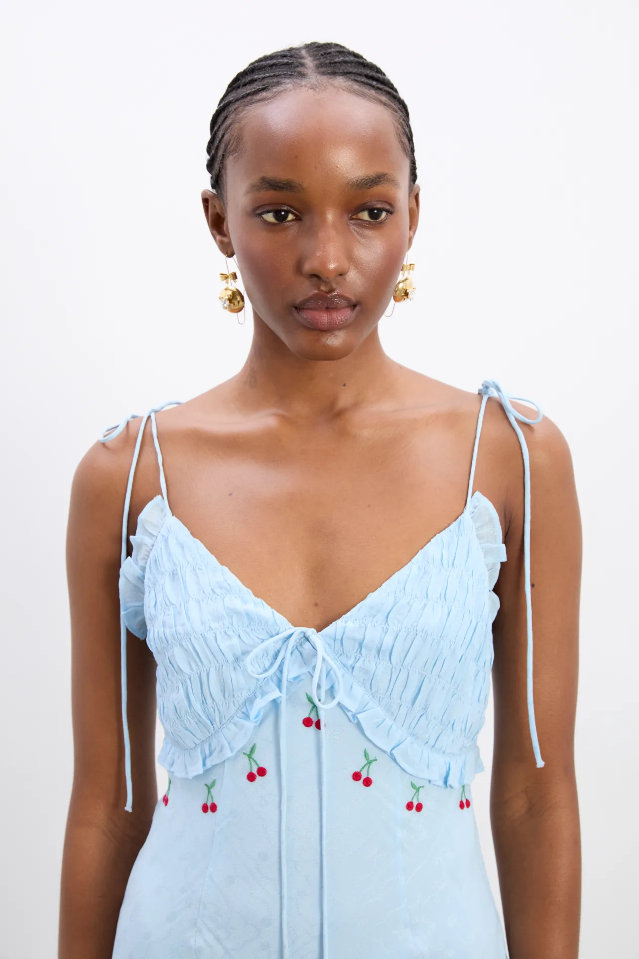 isabella slip midi dress - blue monika jacquard sold by Damson Madder product image thumbnail 2