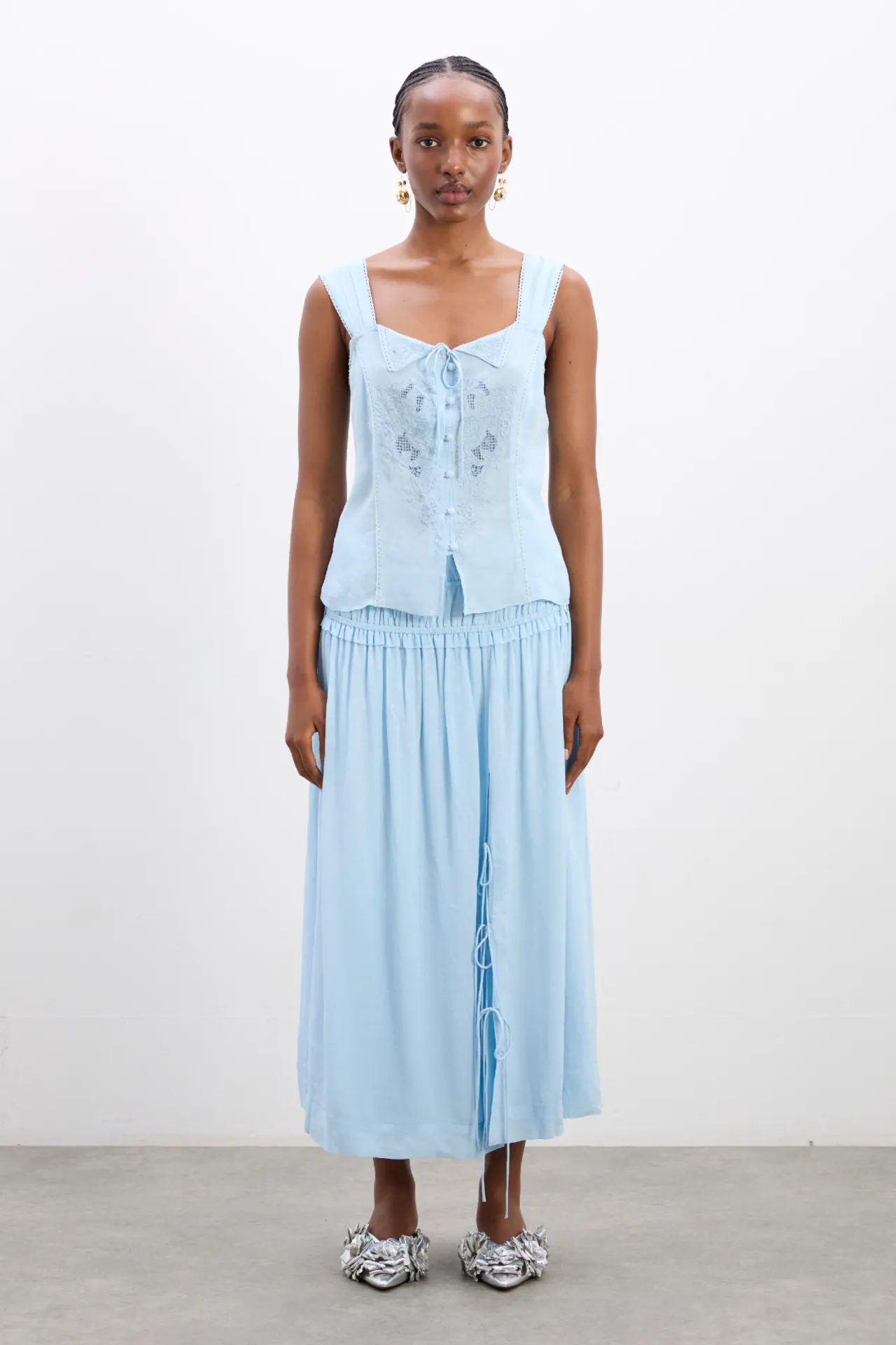 charlotte cami - blue monika jacquard sold by Damson Madder product image thumbnail 2