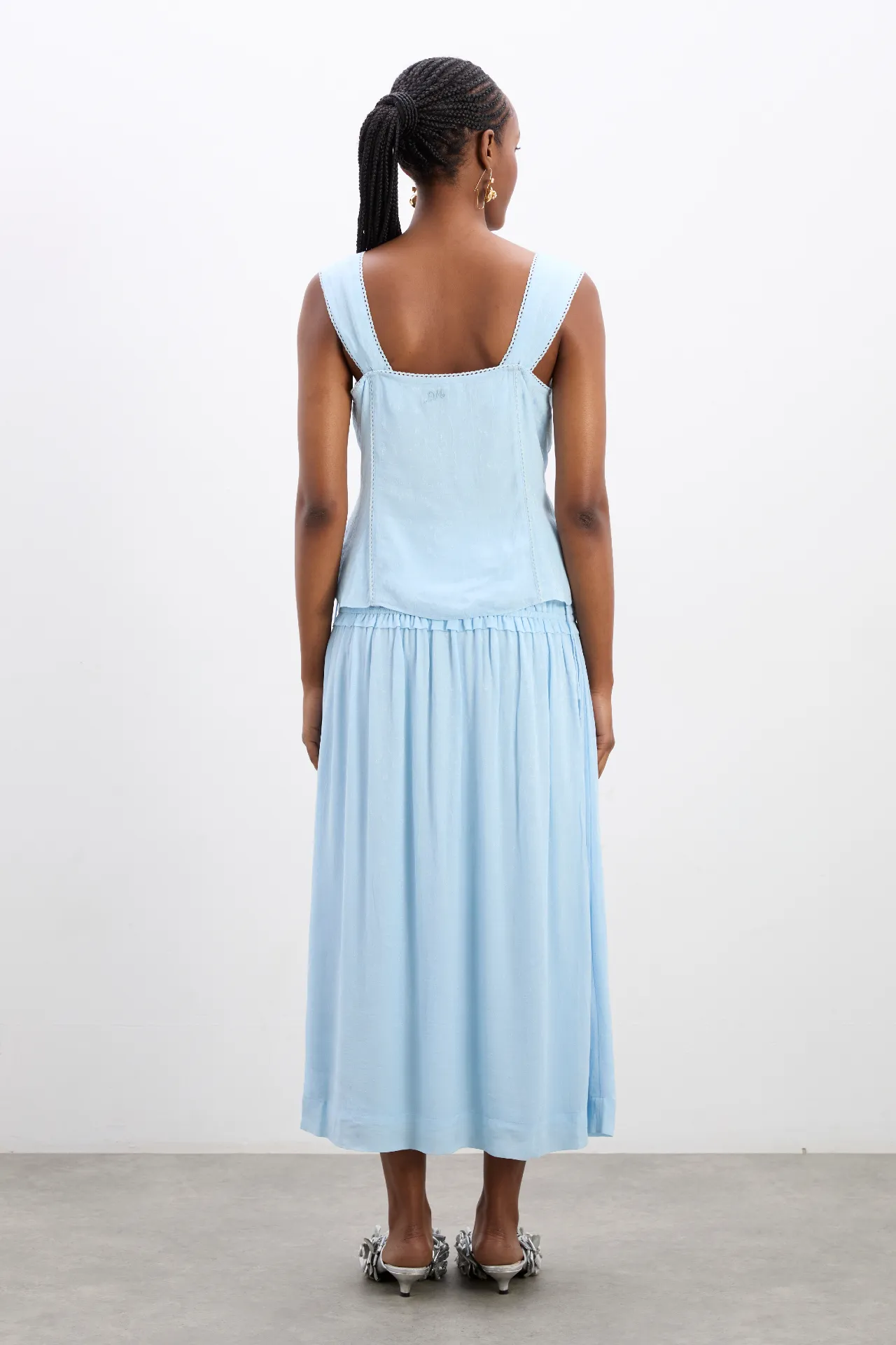 charlotte cami - blue monika jacquard sold by Damson Madder product image thumbnail 5