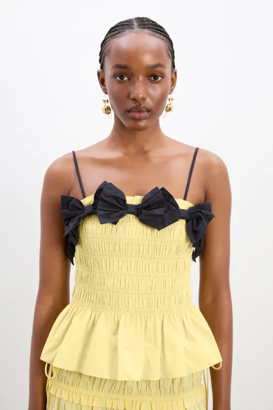 bea cami - butter yellow & black sold by Damson Madder