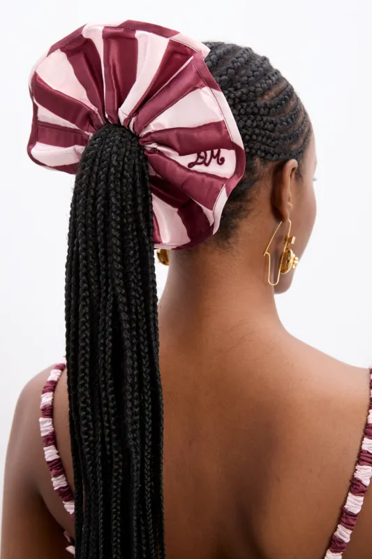 rachel oversized scrunchie - pink burg stripe sold by Damson Madder