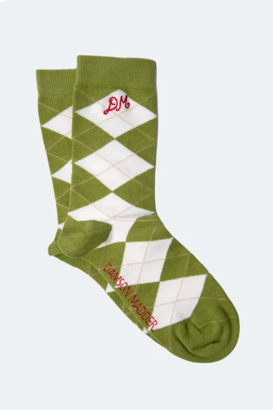 calf length argyle socks sold by Damson Madder