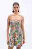 fleur shirred mini dress- orange fruit wrapper sold by Damson Madder
