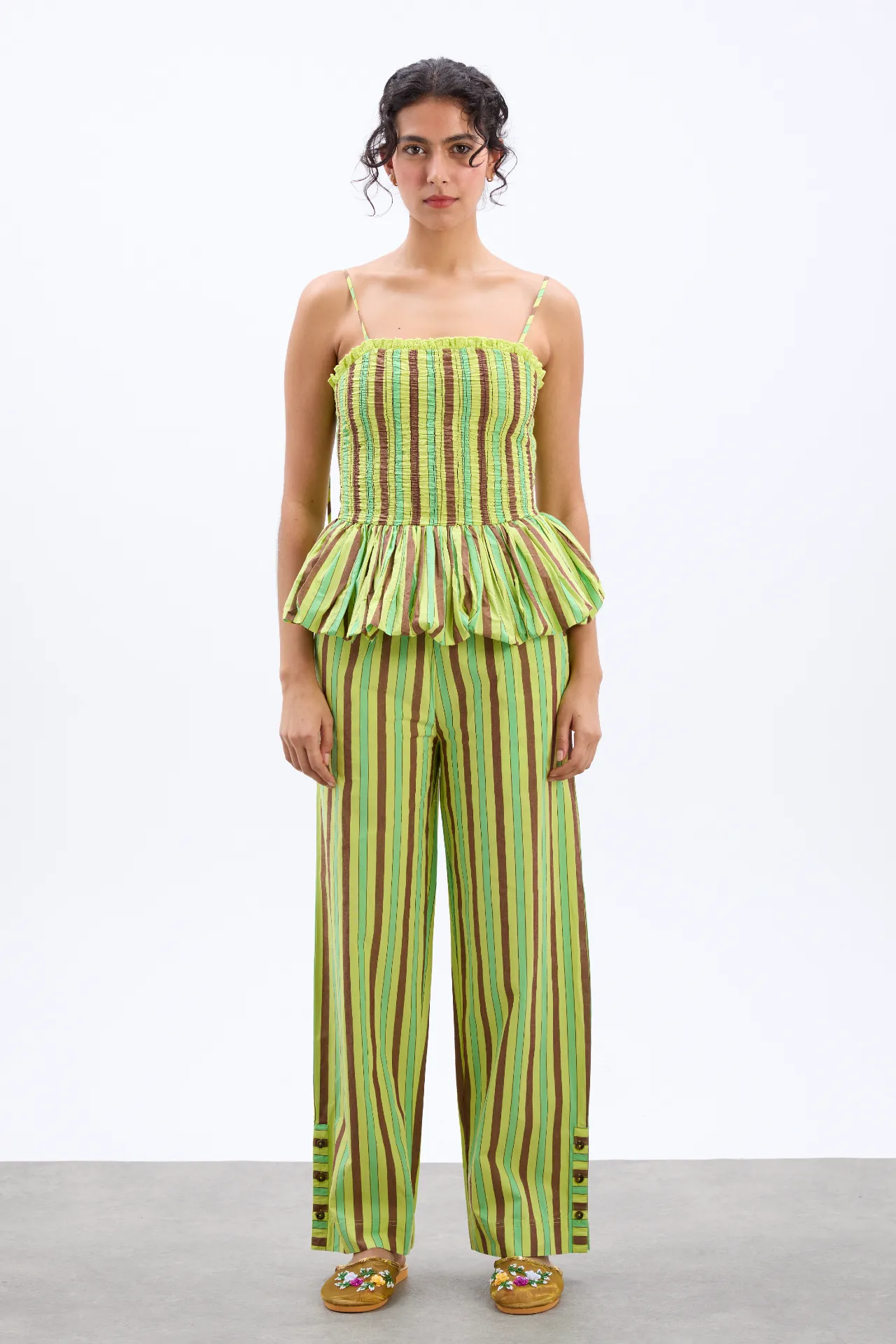 bethan bubble cami - tropical business stripe sold by Damson Madder product image thumbnail 2