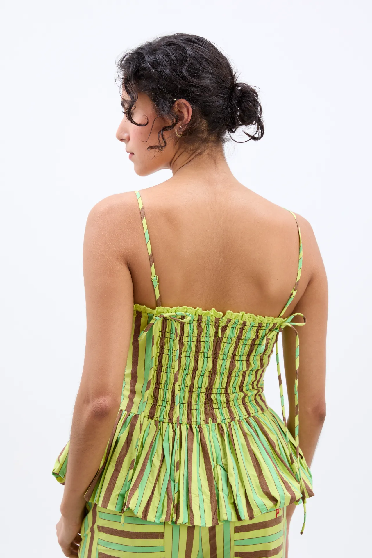 bethan bubble cami - tropical business stripe sold by Damson Madder product image thumbnail 4