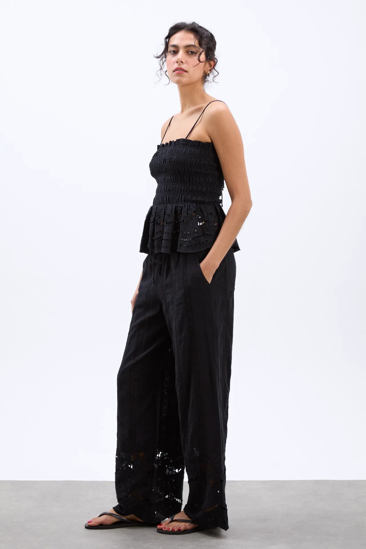martina embroidered trousers - black sold by Damson Madder product image thumbnail 3