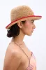 roll back raffia hat with red bow detail sold by Damson Madder