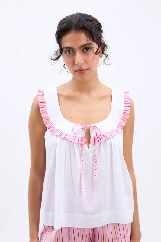 arden shell top - white sold by Damson Madder