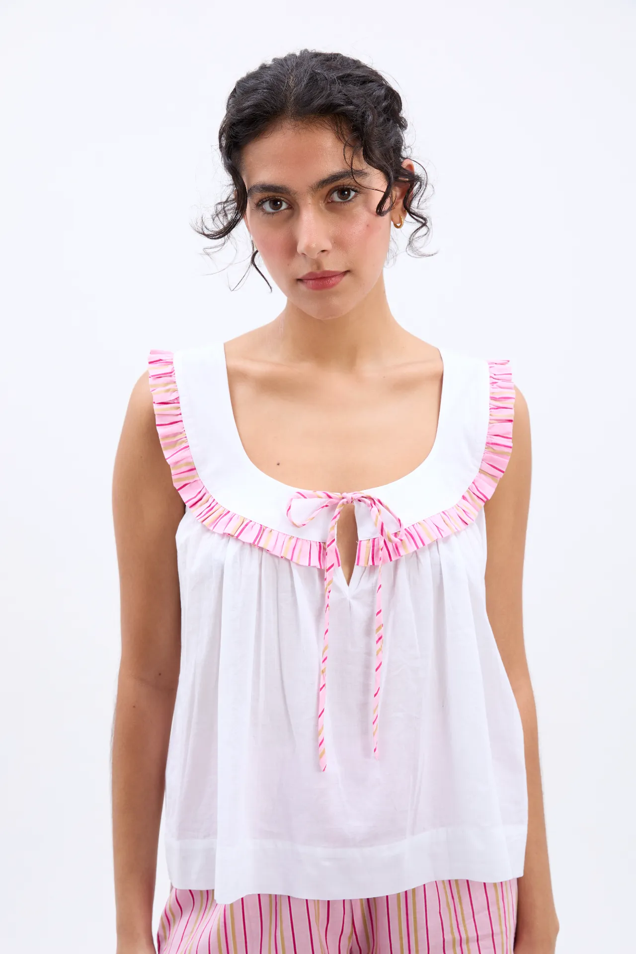 arden shell top - white sold by Damson Madder