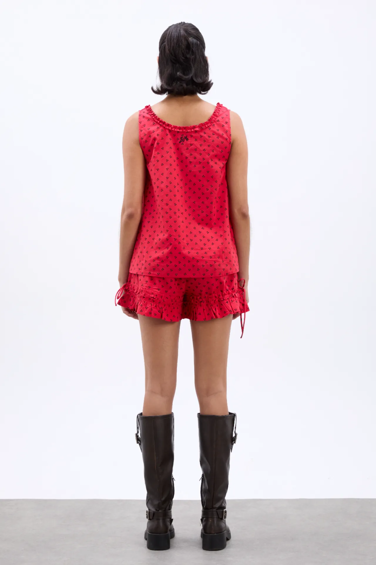 mafalda ruffle neck top - red cherry sold by Damson Madder product image thumbnail 5