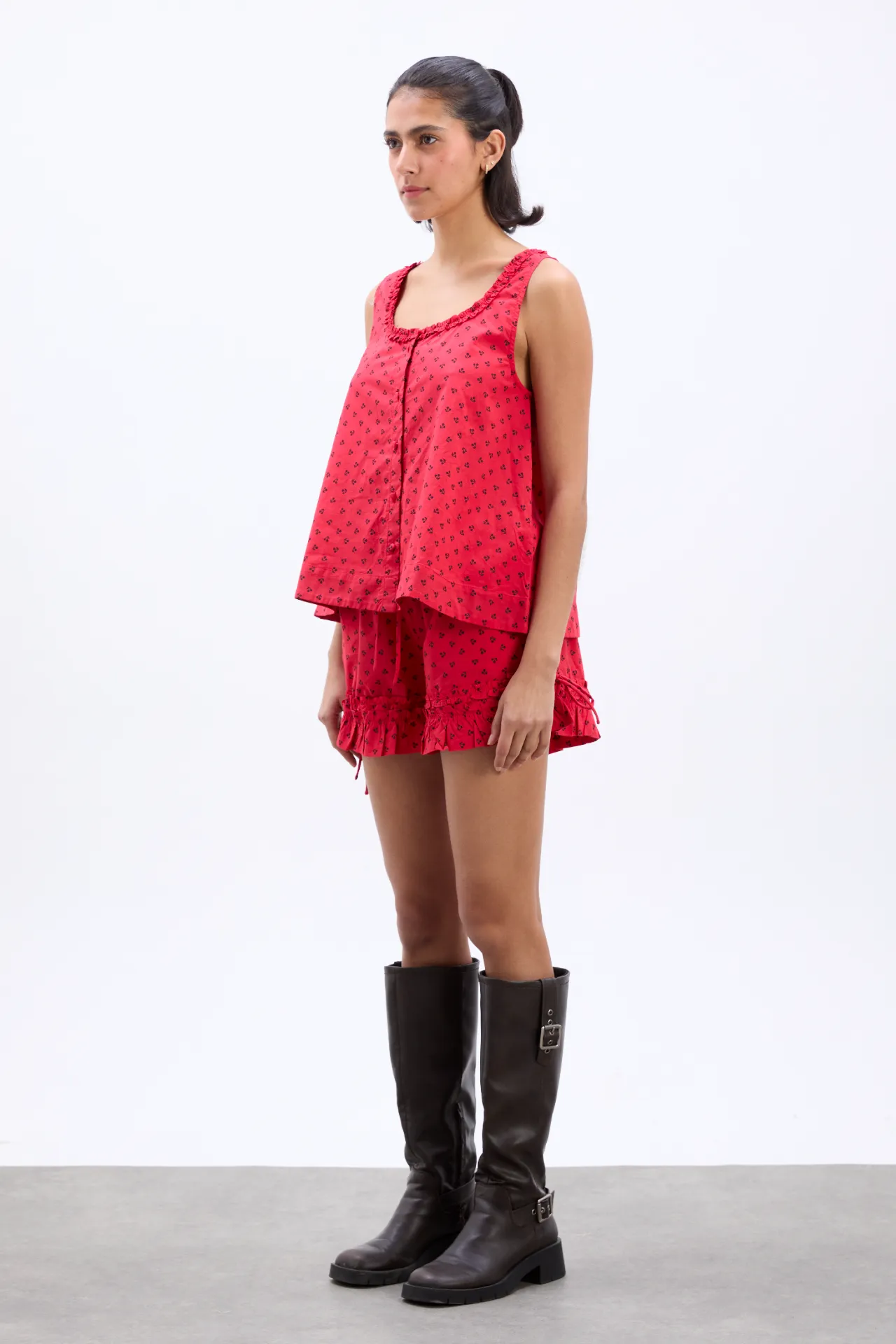 mafalda ruffle neck top - red cherry sold by Damson Madder product image thumbnail 4