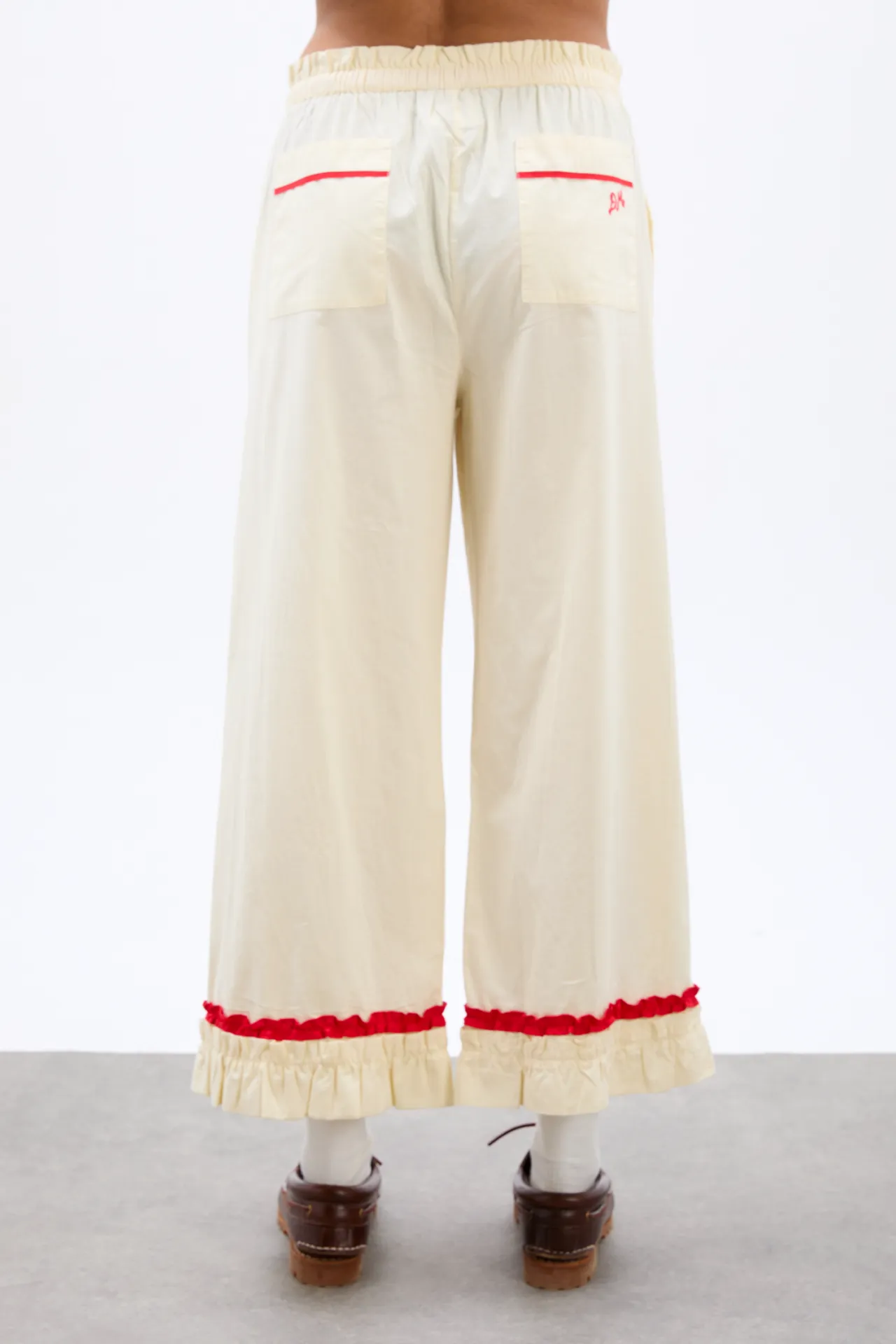 tula frilly hem trouser - butter/red sold by Damson Madder product image thumbnail 3
