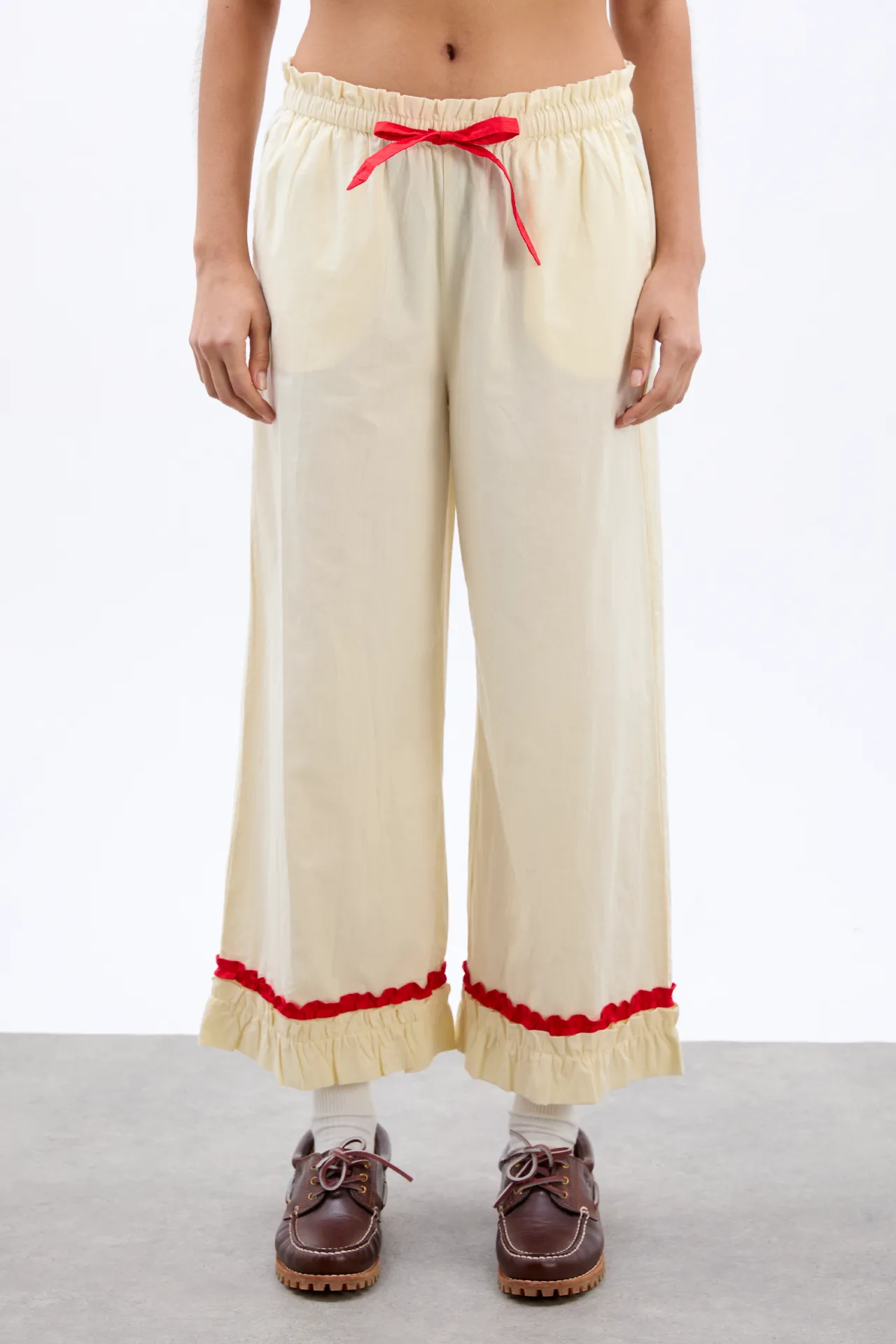 tula frilly hem trouser - butter/red sold by Damson Madder product image thumbnail 2